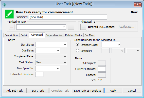 User Task - Advanced tab (cut down)