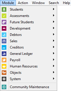 Module drop-down menu