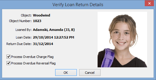 Object loan return window (for Return button description)