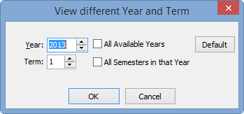 View different Year and Semester window