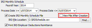 View File After Creation field (Create IRD Monthly Schedule, cut down)