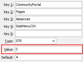 Absences SideMenuCSV configuration setting