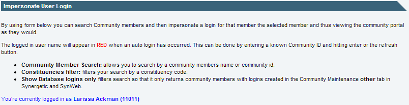 Admin Panel - Impersonate (Confirmation message)