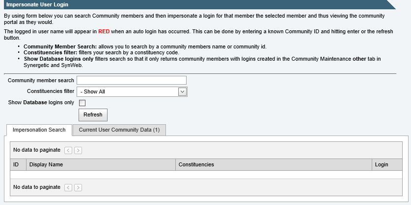 Admin Panel - Impersonate (Impersonate user login page)