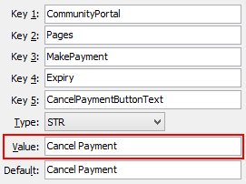 CancelPaymentButtonText configuration setting