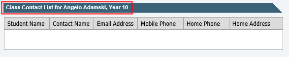 Class contact list header