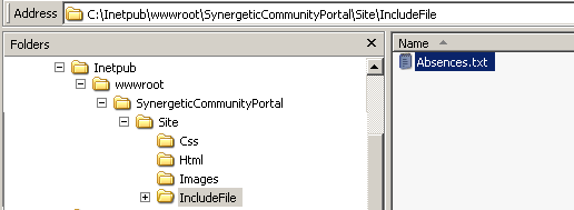 Community Portal - Include file location