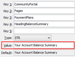 Configruation File Maintenance - HeadingBalanceSummary