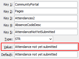 Configuration File Maintenance - AbsenceCodeDesc AttendanceNotYetSubmitted
