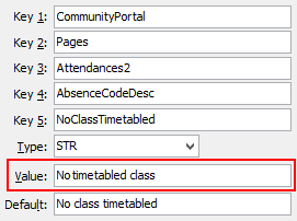 Configuration File Maintenance - AbsenceCodeDesc NoClassTimetabled