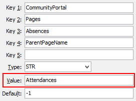 Configuration File Maintenance - Absences,ParentPageName configuration setting