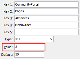 Configuration File Maintenance - Absences - MenuOrder configuration setting