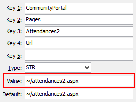 Configuration File Maintenance - AbsencesExtendedURLsetting (value cutdown, portal)