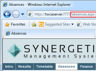 Configuration File Maintenance - AbsencesURL setting (URL highlight, portal)