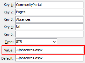 Configuration File Maintenance - AbsencesURL setting (value cutdown, portal)