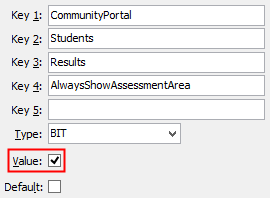 Configuration File Maintenance - AlwaysShowAssessmentArea setting (value cutdown, portal)