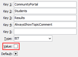 Configuration File Maintenance - AlwaysShowTopicComment setting (value cutdown, portal)