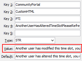 Configuration File Maintenance - AnotherUserHasAlteredTimeSlotPleaseRefreshMessage setting (value cutdown, portal)