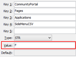 Configuration File Maintenance - ApplicationsSideMenuCSV configuration setting