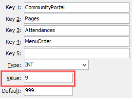 Configuration File Maintenance - Attendances - MenuOrder configuration setting