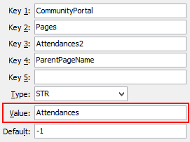 Configuration File Maintenance - Attendances2,ParentPageName configuration setting