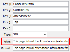 Configuration File Maintenance - Attendances2 Top configuration setting