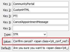 Configuration File Maintenance - CancelAppointmentMessage setting (value cutdown, portal)