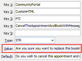 Configuration File Maintenance - CancelThisAppointmentAndBookWithMessage setting (value cutdown, portal)