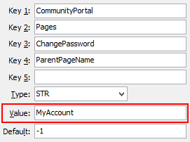 Configuration File Maintenance - ChangePassword - ParentPageName