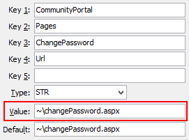 Configuration File Maintenance - ChangePassword - URL