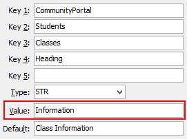 Configuration File Maintenance - ClassesHeading setting (value cutdown, portal)