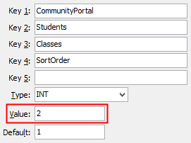 Configuration File Maintenance - ClassesSortOrder setting (value cutdown, portal)