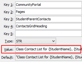 Configuration File Maintenance - ContactsGridHeading