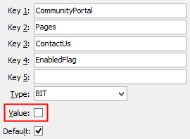 Configuration File Maintenance - ContactUsEnabledFlag setting (value cutdown, portal)