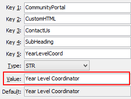 Configuration File Maintenance - ContactUsYearLevelCoord