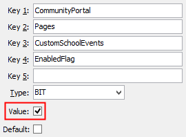 Configuration File Maintenance - CustomSchoolEventsEnabledFlag setting (value cutdown, portal)