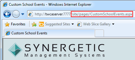 Configuration File Maintenance - CustomSchoolEventsURL setting (URL highlight, portal)