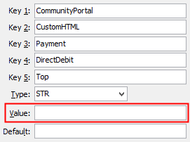 Configuration File Maintenance - DirectDebit,Top configuration setting