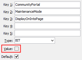 Configuration File Maintenance - DisplayOnIntoPage setting (value highlighted)
