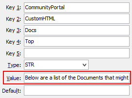 Configuration File Maintenance - DocsTop setting (value cutdown, portal)