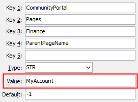Configuration File Maintenance - Finance,ParentPageName configuration setting
