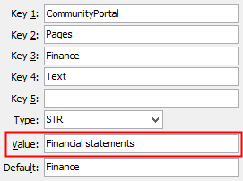 Configuration File Maintenance - FinanceText setting (value cutdown, portal)