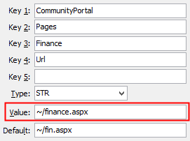 Configuration File Maintenance - FinanceURL setting (value cutdown, portal)