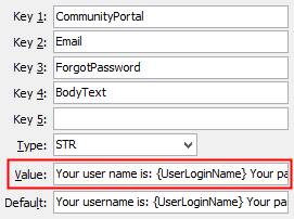 Configuration File Maintenance - ForgotPasswordBodyText setting (value cutdown, portal)