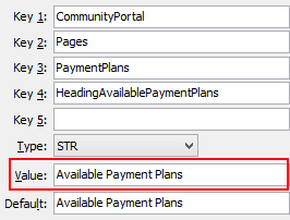 Configuration File Maintenance - HeadingAvailablePaymentPlans