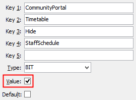 Configuration File Maintenance - Hide,StaffSchedule configuration setting