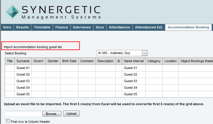 Configuration File Maintenance - ImportObject,Top configuration setting (example, highlight)