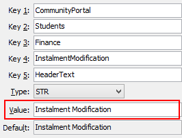 Configuration File Maintenance - InstalmentModificationHeaderText