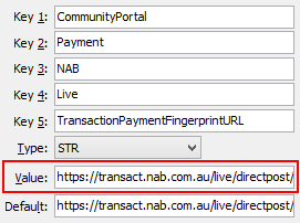 Configuration File Maintenance - Live, TransactionPaymentFingerprintURL