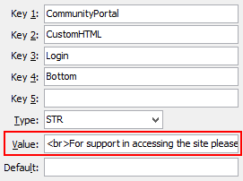 Configuration File Maintenance - LoginBottom setting (value cutdown, portal)